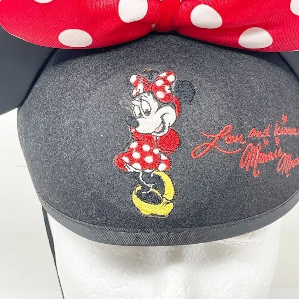 Disney Parks Ears Hat Minnie Mouse Polka Dot Bow Embroidered Signature
